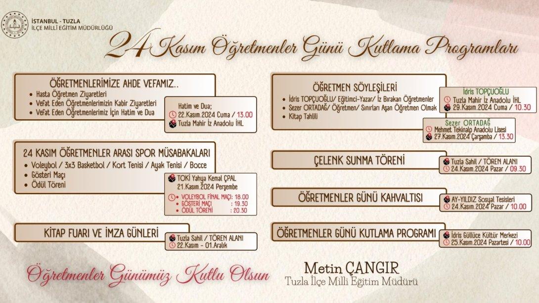 24 KASIM ÖĞRETMENLER GÜNÜ KAPSAMINDA HAFTALIK PROGRAM